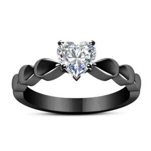 Black Rhodium Heart Solitaire